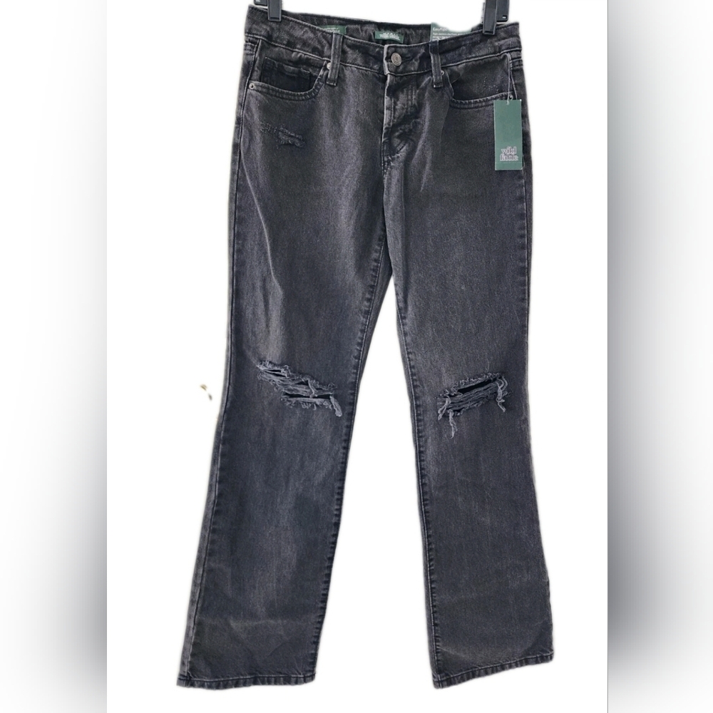 Wild Fable Low-Rise Bootcut Black Denim Jeans Destressed 32.5" Inseam Size 4